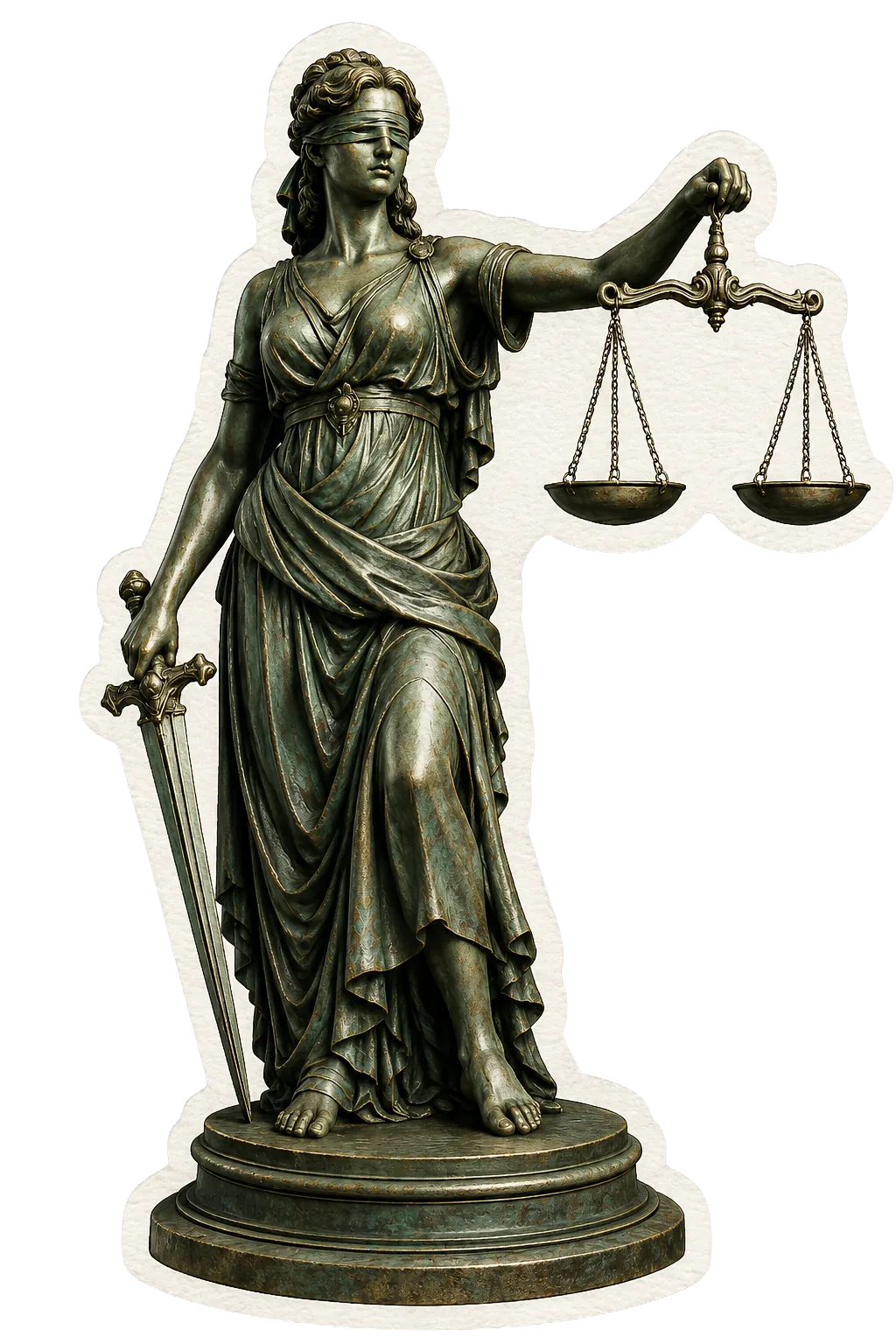 Lady Justice holding the scales and sword