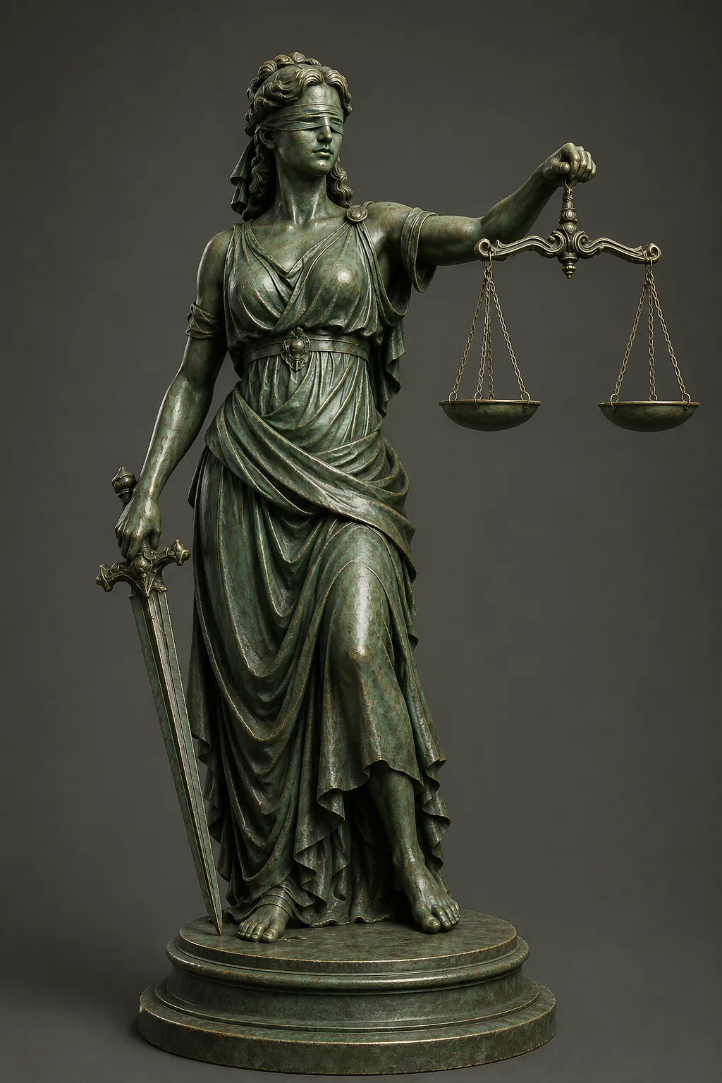 Lady Justice holding the scales and sword
